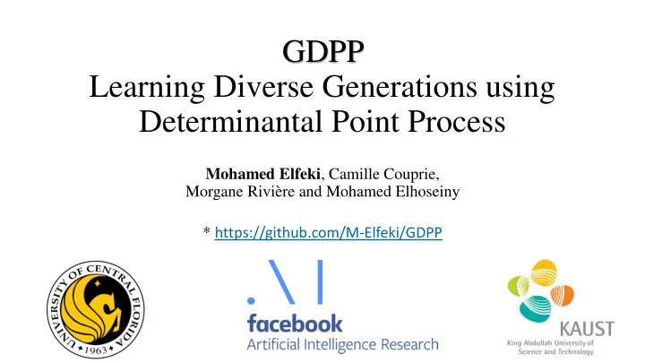 gdpp learning diverse generations using determinantal