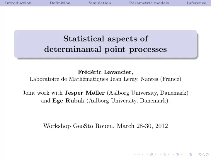 statistical aspects of determinantal point processes