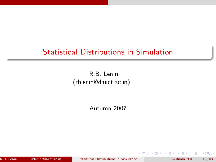 statistical distributions in simulation