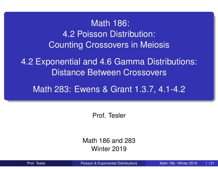 math 186 4 2 poisson distribution counting crossovers in