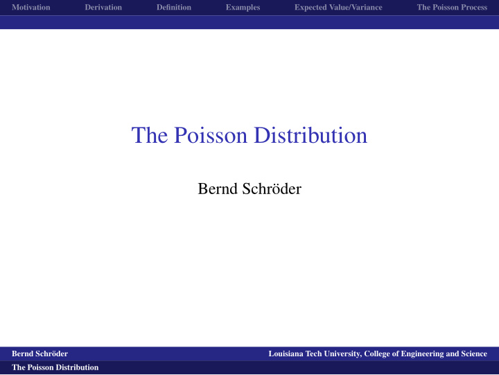 the poisson distribution