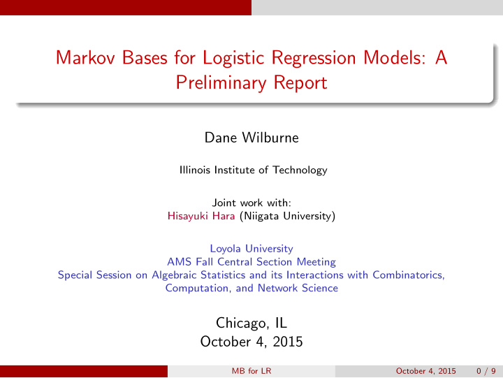 markov bases for logistic regression models a preliminary