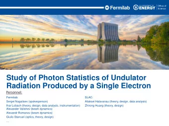 Study of Photon Statistics of Undulator  Radiation Produced by a Single Electron  Personnel: