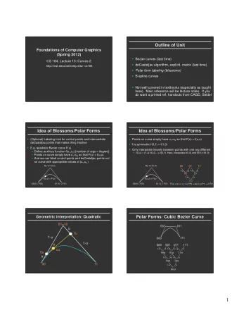 1  Geometric Interpretation: Cubic  Why Polar Forms?  Why Polar Forms?  Simple mnemonic: which
