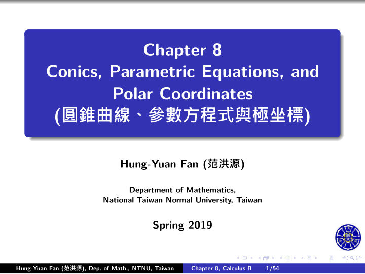 chapter 8 conics parametric equations and polar