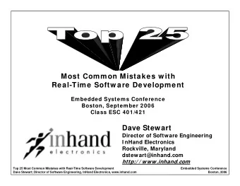 Most Common Mistakes w ith  Real-Time Softw are Development  Embedded Systems Conference  Boston,