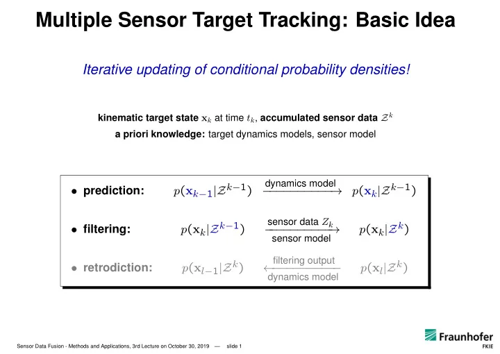 multiple sensor target tracking basic idea