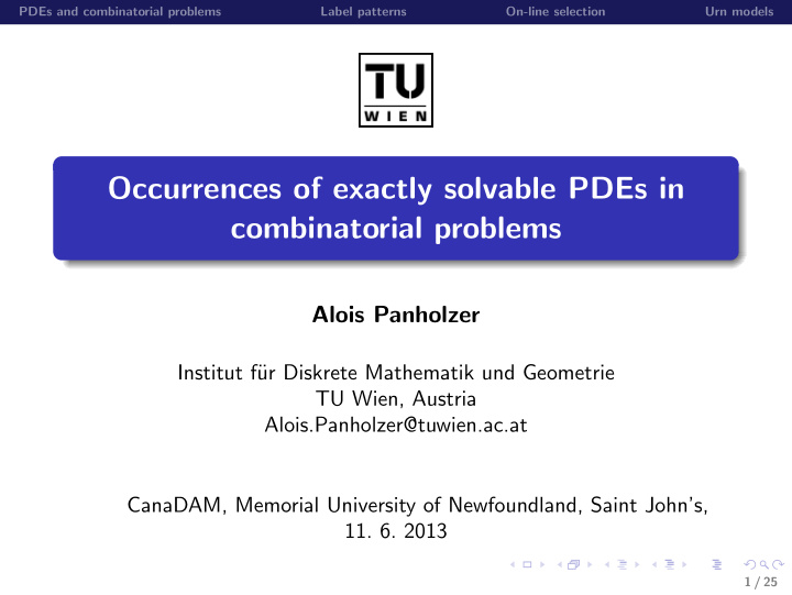 occurrences of exactly solvable pdes in combinatorial