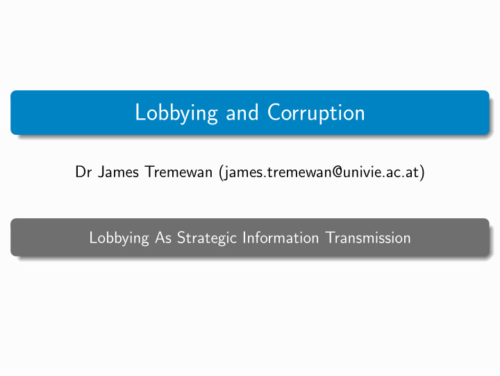 lobbying and corruption