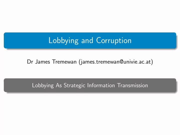 lobbying and corruption