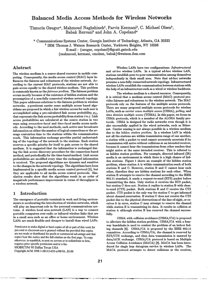 balanced media access methods for wireless networks