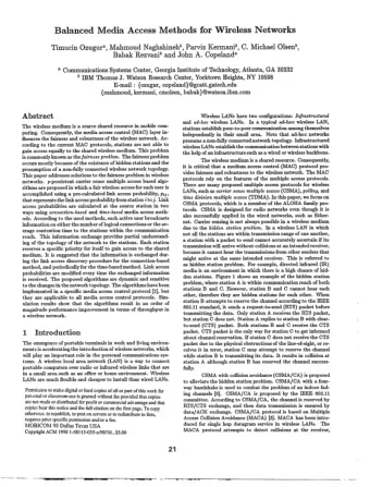 Balanced Media Access Methods  for Wireless  Networks  Timucin Ozugura, Mahmoud Naghshinehb,Parviz
