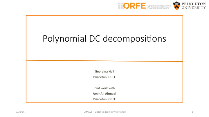 polynomial dc decompositjons