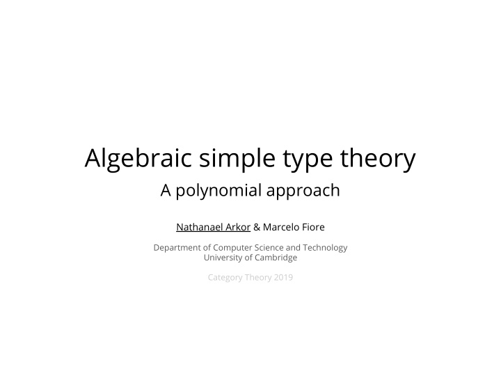 algebraic simple type theory