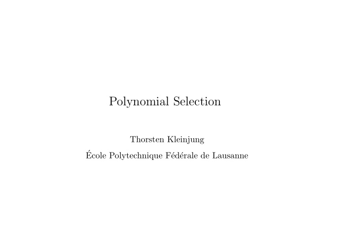 polynomial selection