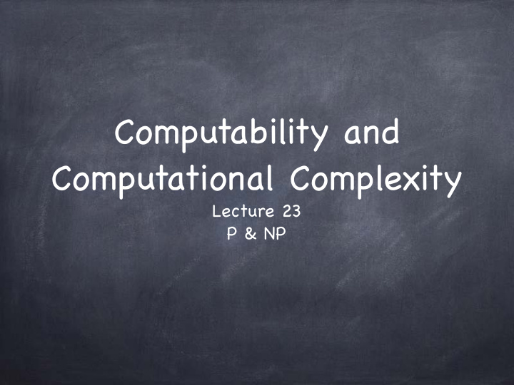 computability and computational complexity