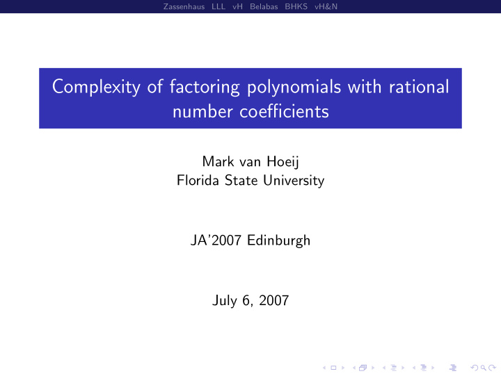 complexity of factoring polynomials with rational number