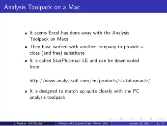 Analysis Toolpack on a Mac  It seems Excel has done away with the Analysis  Toolpack on Macs  They