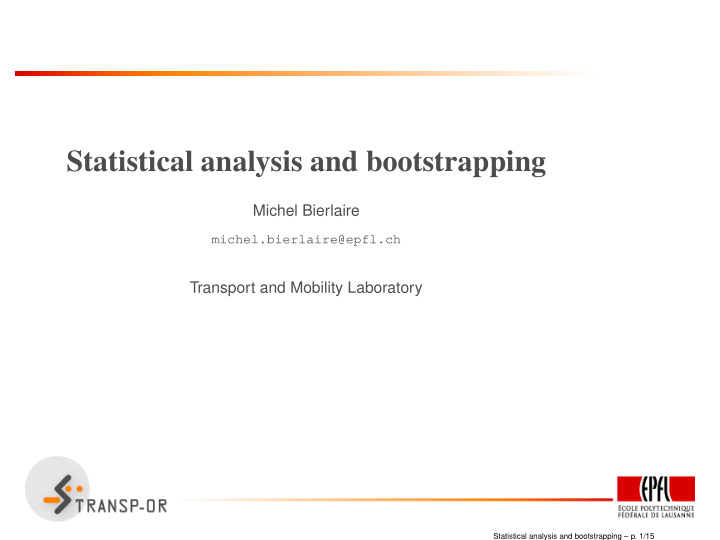 statistical analysis and bootstrapping