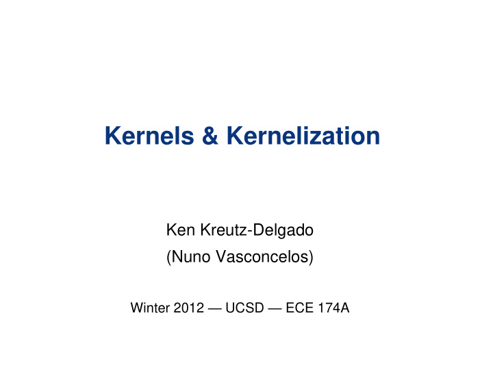 kernels kernelization