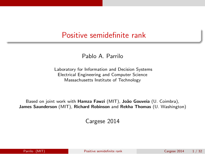 positive semidefinite rank