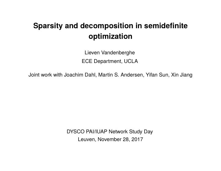 sparsity and decomposition in semidefinite optimization