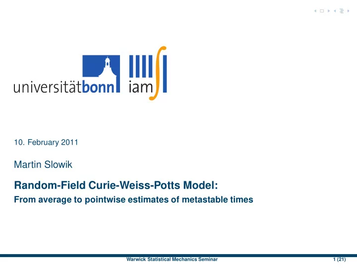 random field curie weiss potts model