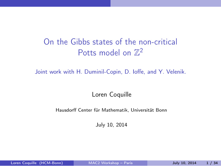 on the gibbs states of the non critical