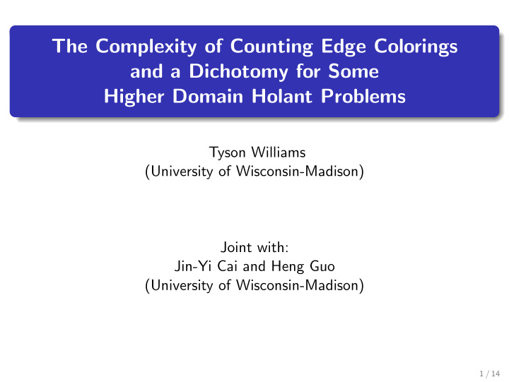 the complexity of counting edge colorings and a dichotomy