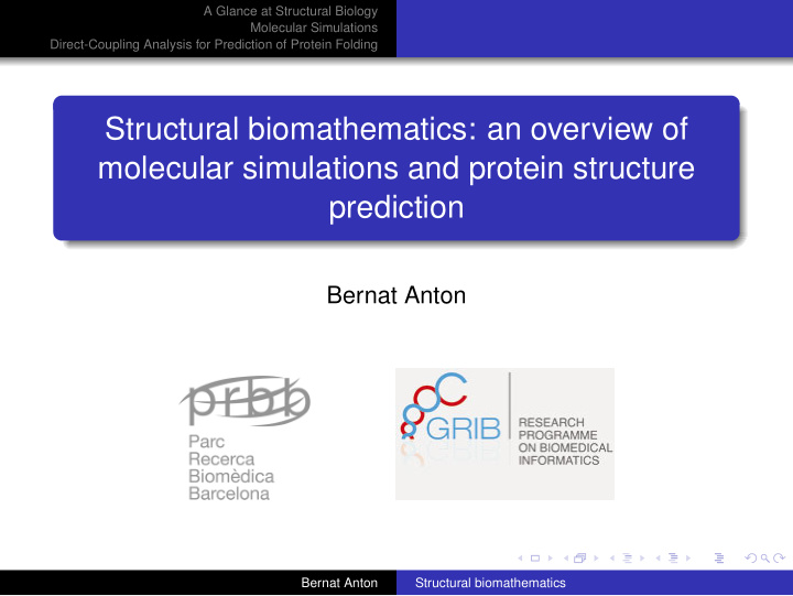 structural biomathematics an overview of molecular