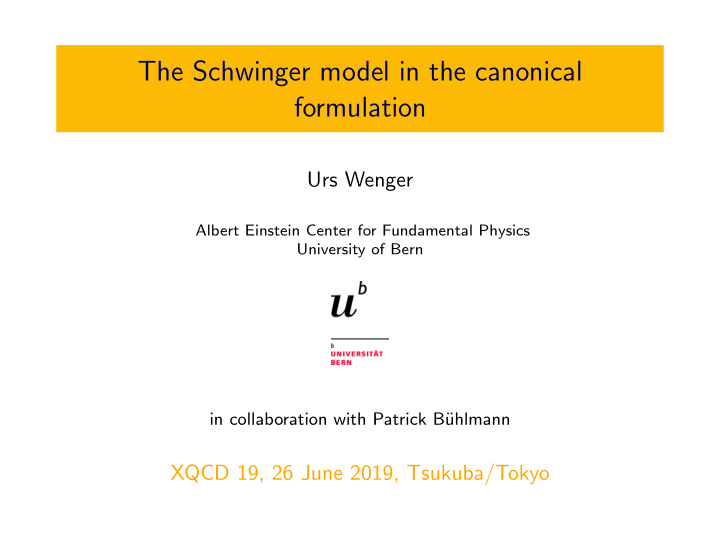 the schwinger model in the canonical formulation