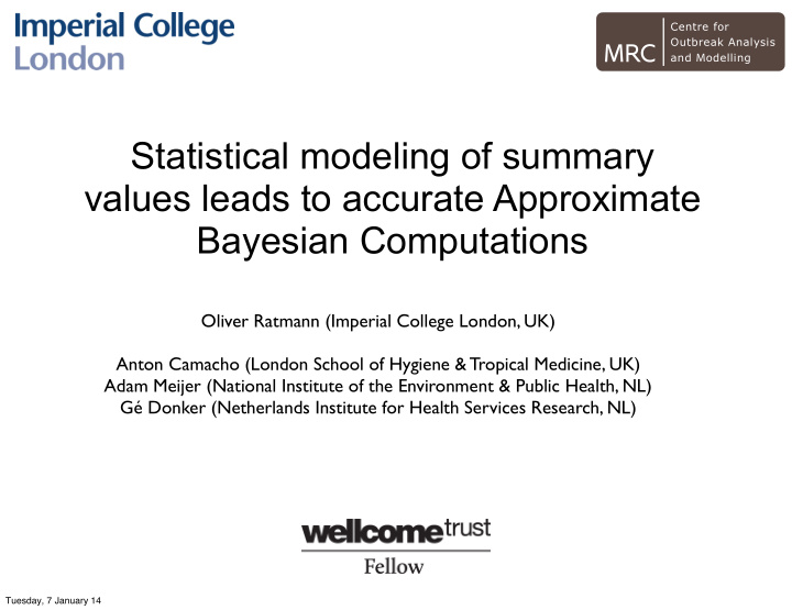 statistical modeling of summary values leads to accurate
