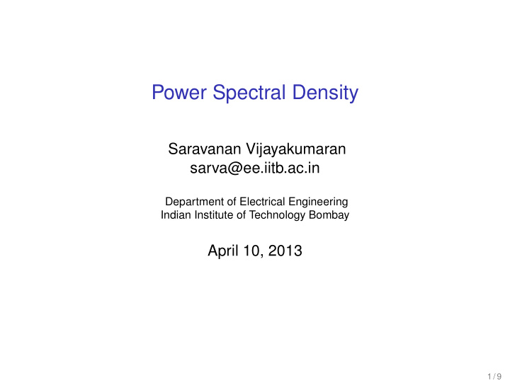 power spectral density