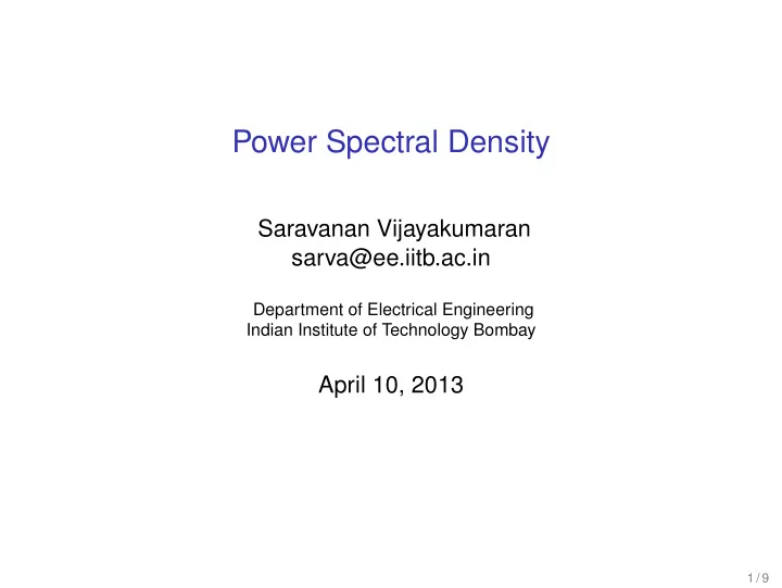 power spectral density