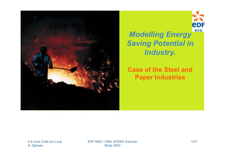 modelling energy saving potential in industry