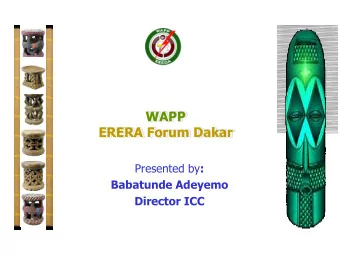 WAPP  ERERA Forum Dakar Presented by :  Babatunde Adeyemo Director ICC  POWER SUPPLY SITUATION