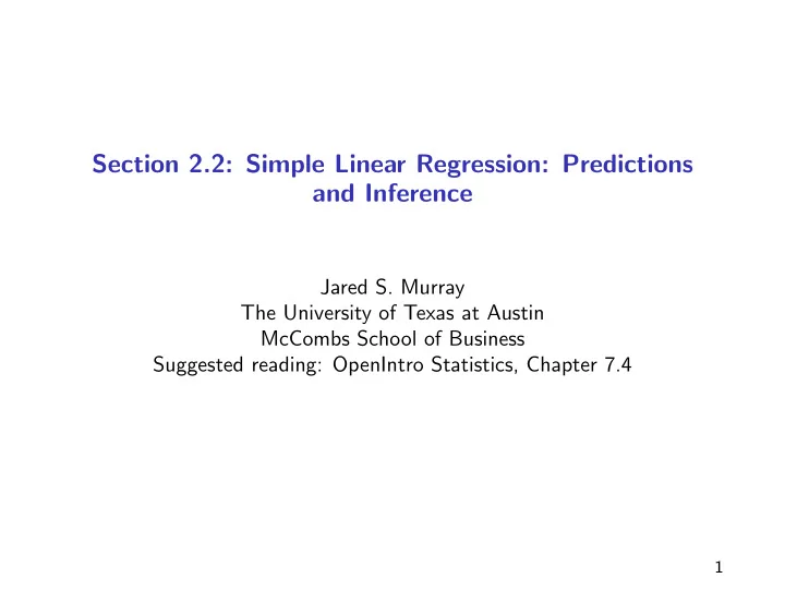 section 2 2 simple linear regression predictions and