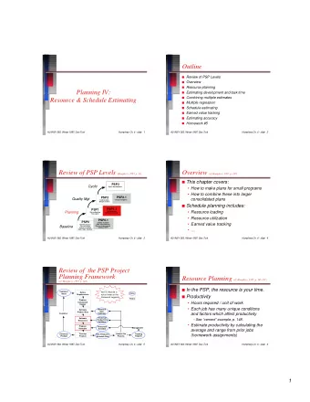 Outline  Outline  Review of PSP Levels  Overview  Resource planning  Planning IV:  Planning IV:
