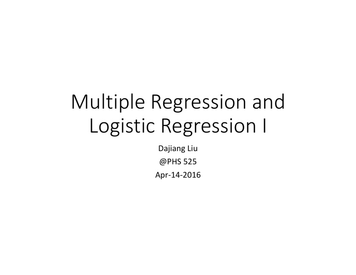 multiple regression and logistic regression i