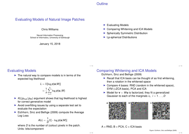 outline evaluating models of natural image patches