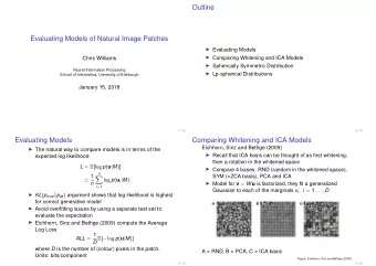 Outline  Evaluating Models of Natural Image Patches  Evaluating Models  Comparing Whitening