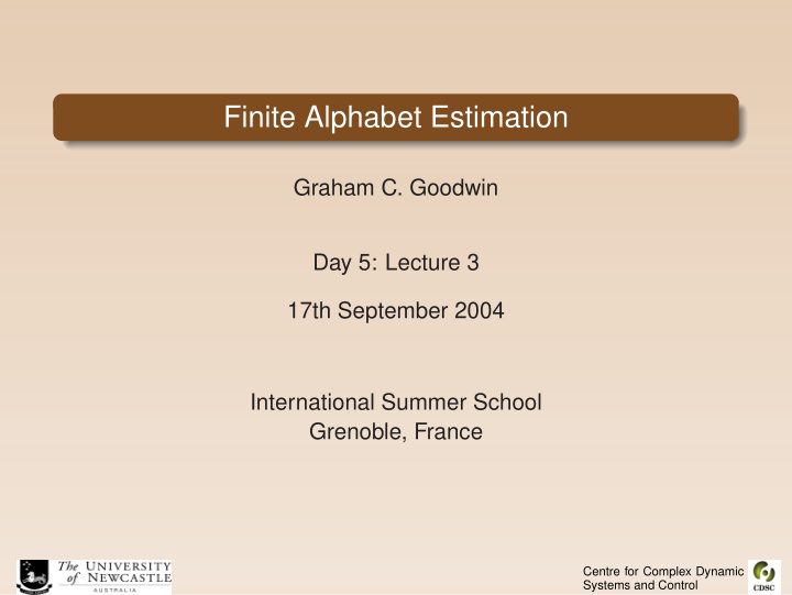 finite alphabet estimation