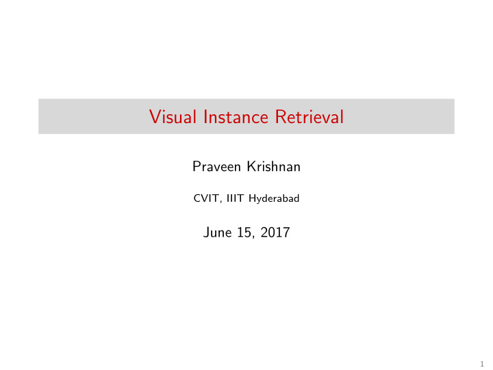 visual instance retrieval