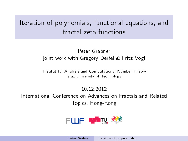iteration of polynomials functional equations and fractal