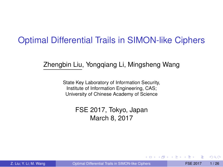 optimal differential trails in simon like ciphers