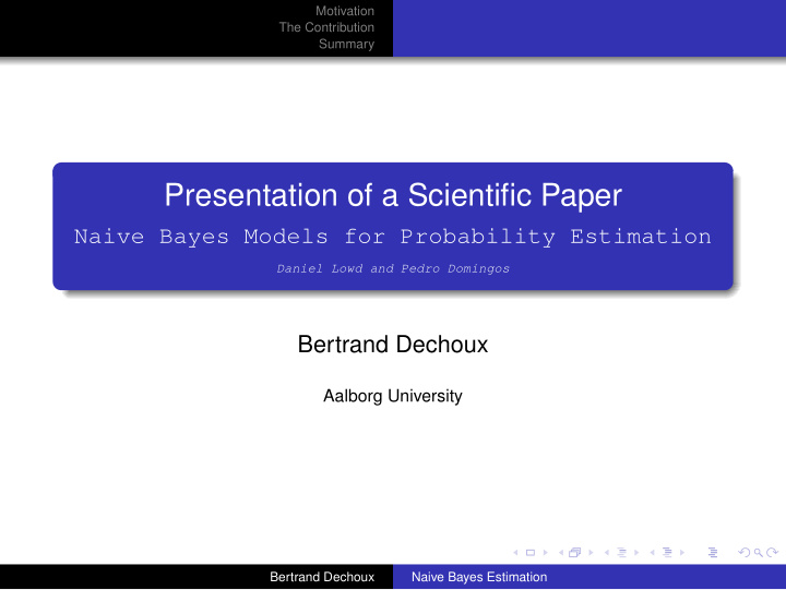 presentation of a scientific paper