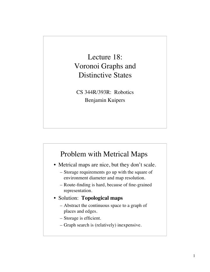 lecture 18 voronoi graphs and distinctive states