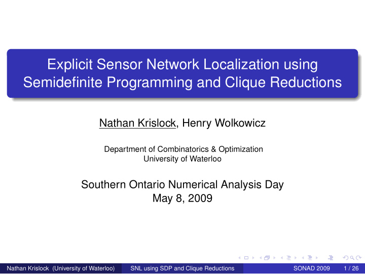 explicit sensor network localization using semidefinite