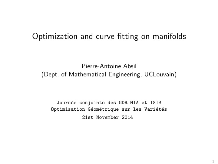 optimization and curve fitting on manifolds