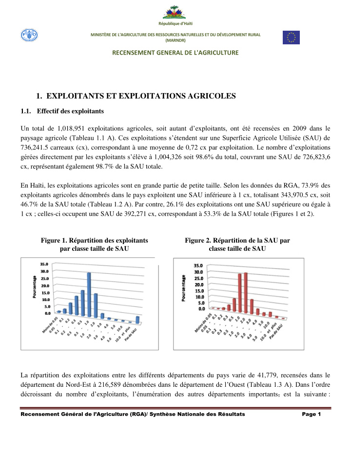 1 exploitants et exploitations agricoles